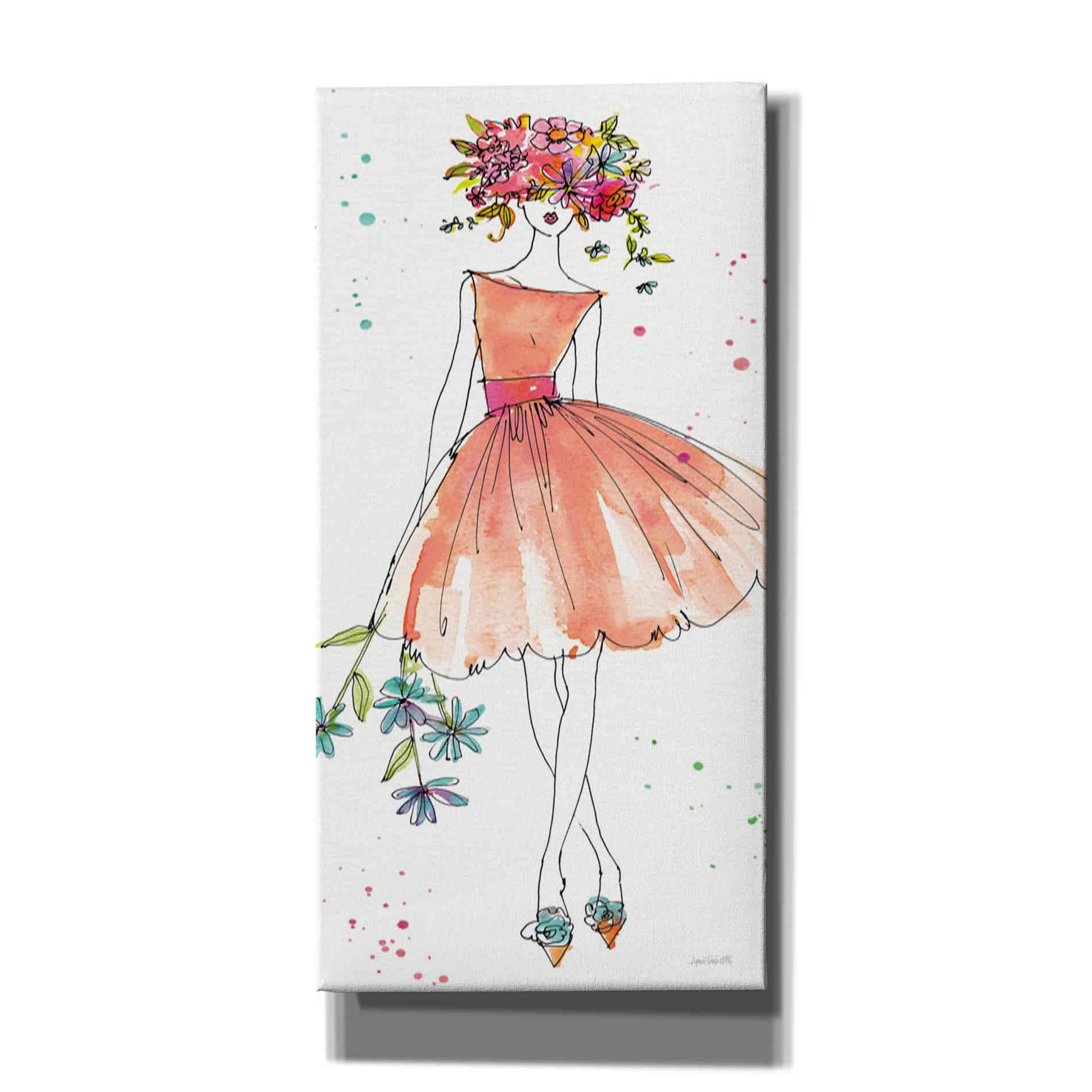 'Floral Figures VIII' by Anne Tavoletti, Canvas Wall Art,12 x 24