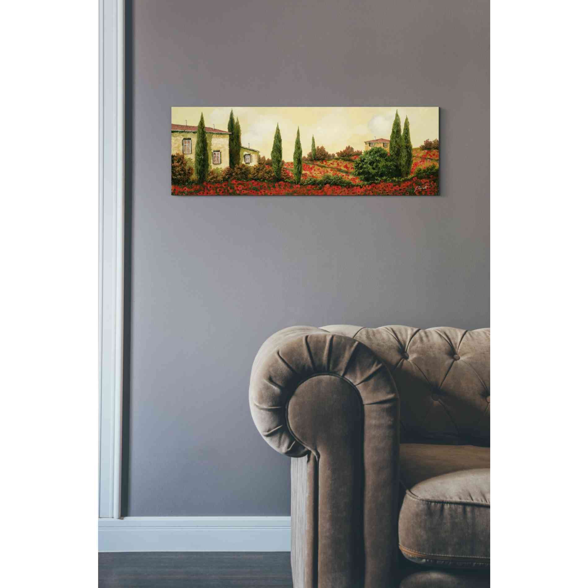 'Tre Case Tra I Papaveri' by Guido Borelli, Giclee Canvas Wall Art