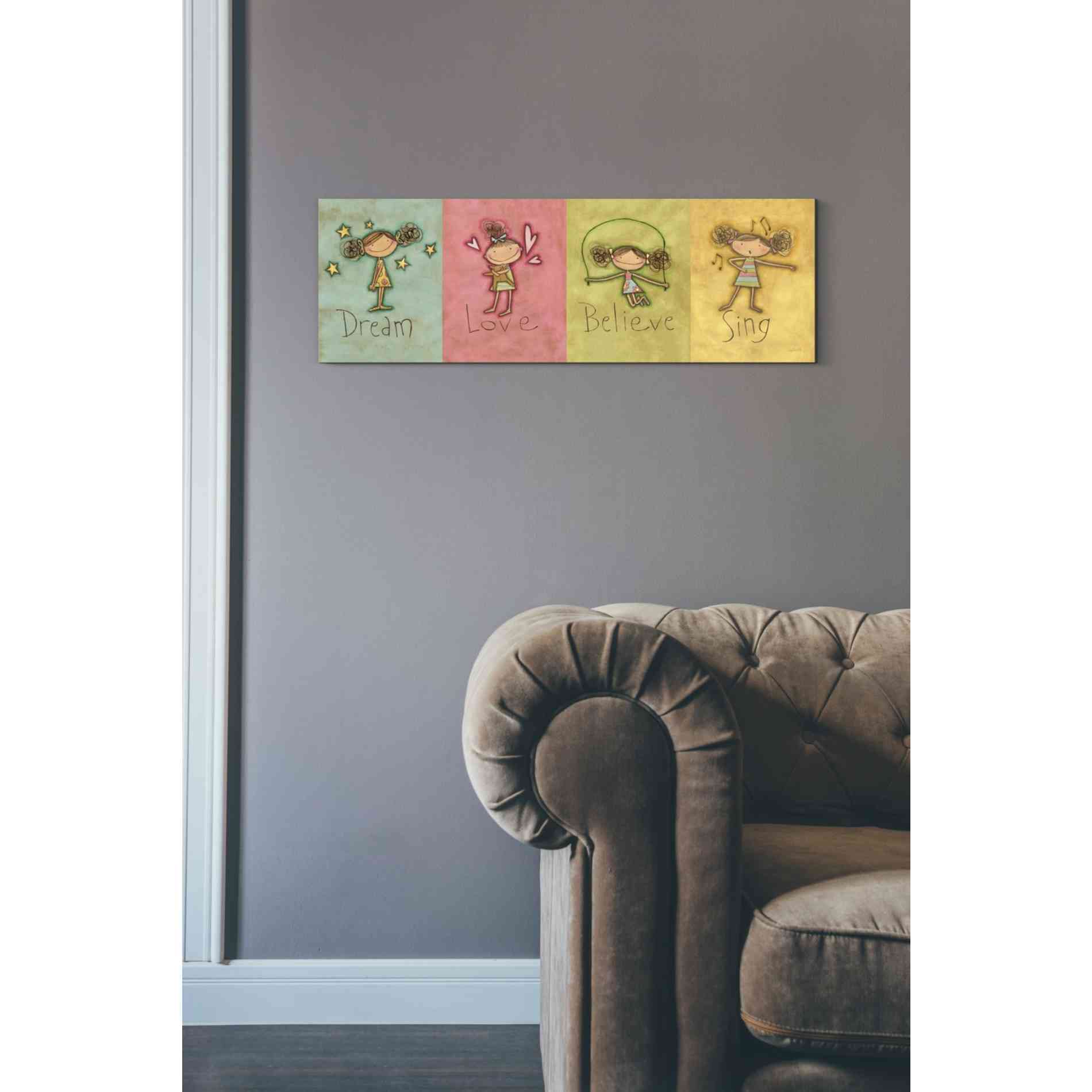 'Dream Love Believe Sing' by Anne Tavoletti, Canvas Wall Art,12 x 36