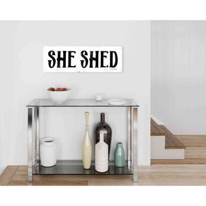'She Shed' by Cindy Jacobs, Canvas Wall Art,36 x 12