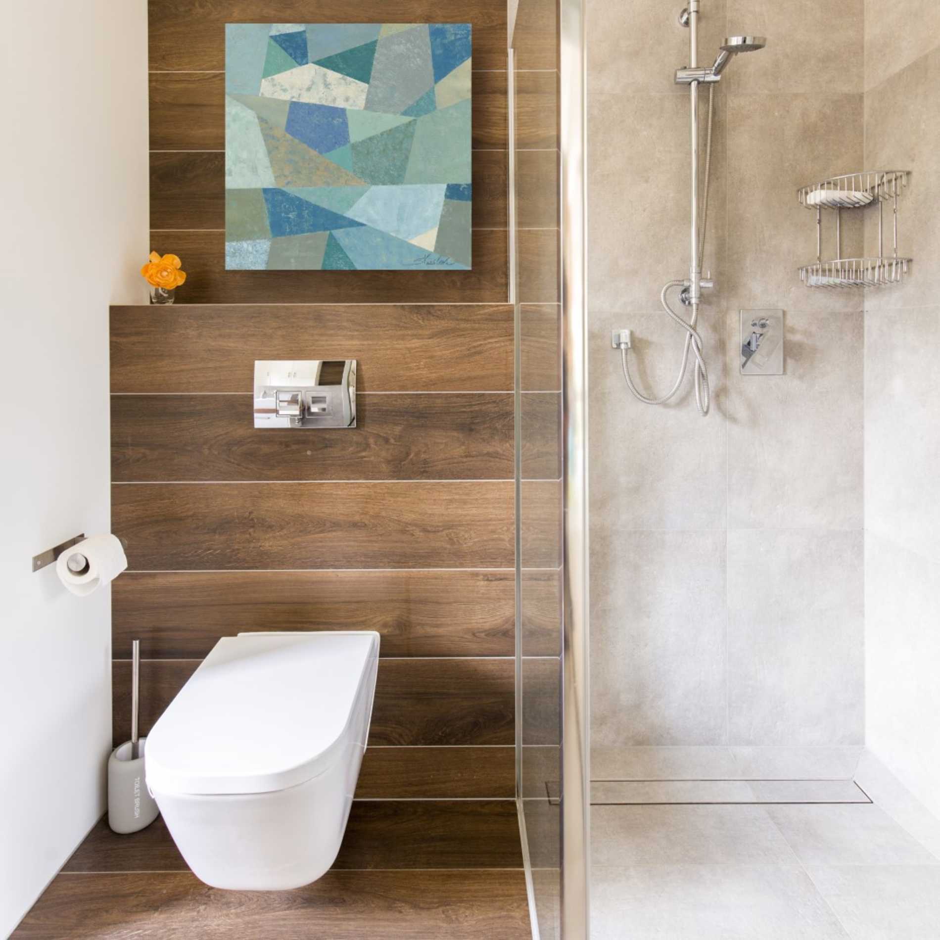 'Teal Geo Metric' by Silvia Vassileva, Canvas Wall Art,18 x 18