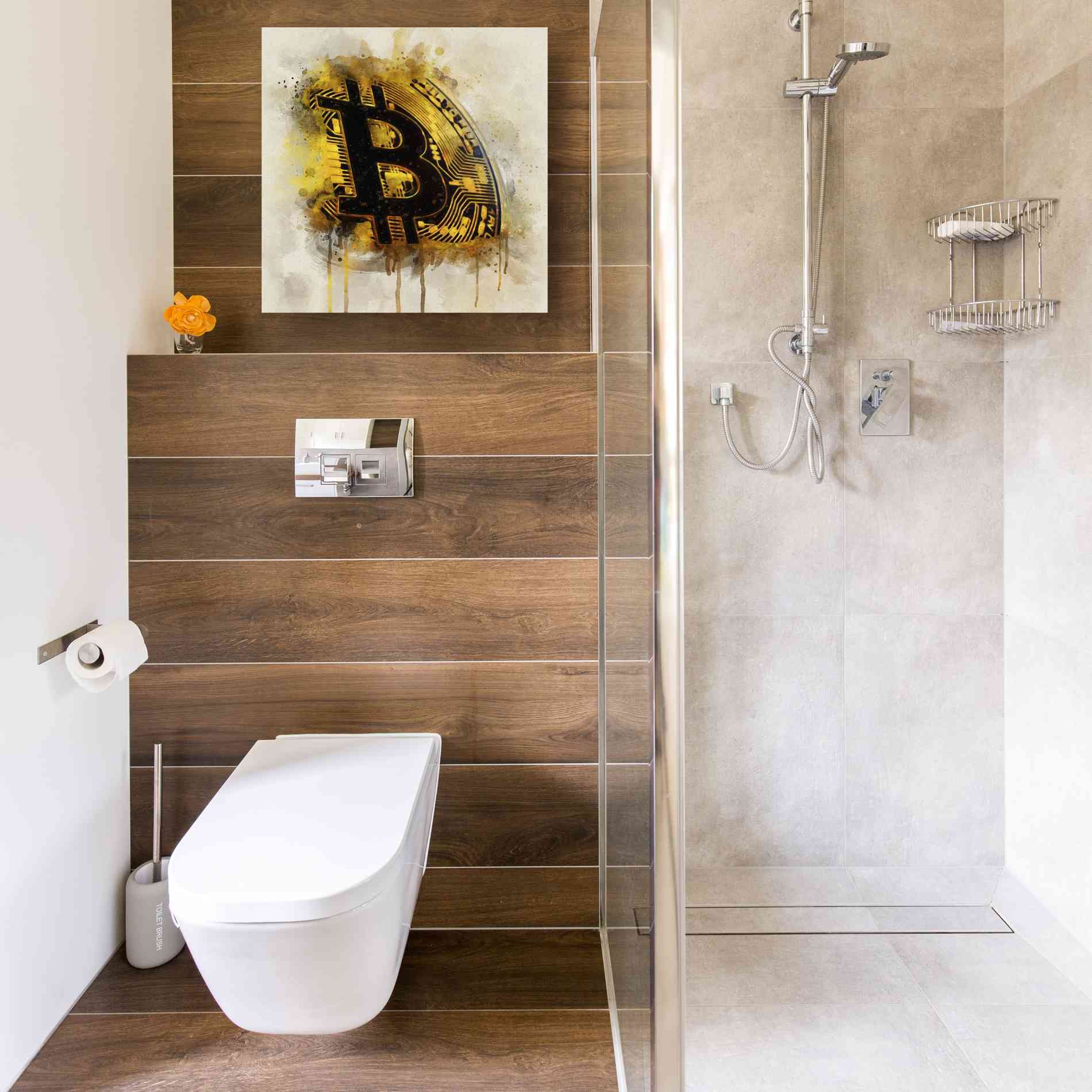 'Bitcoin Era in Gold' by Surma and Guillen, Canvas Wall Art,18 x 18