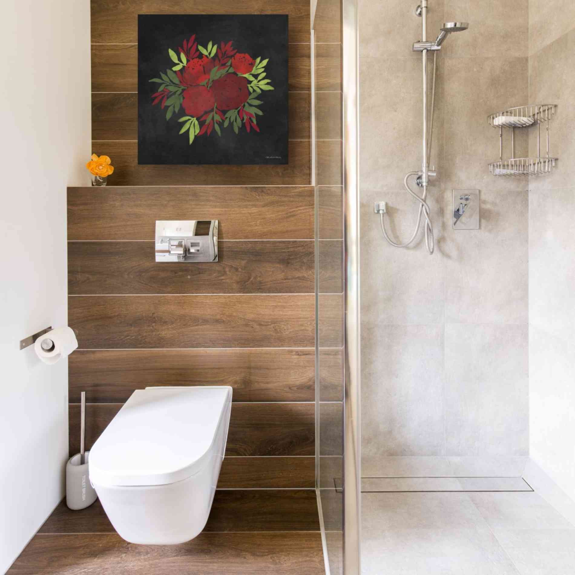 'Red Flowers' by Bluebird Barn, Canvas Wall Art,18 x 18