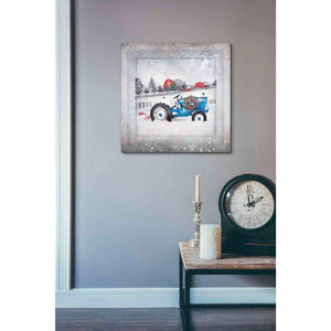 'Christmas Tractor' by Bluebird Barn, Canvas Wall Art,18 x 18