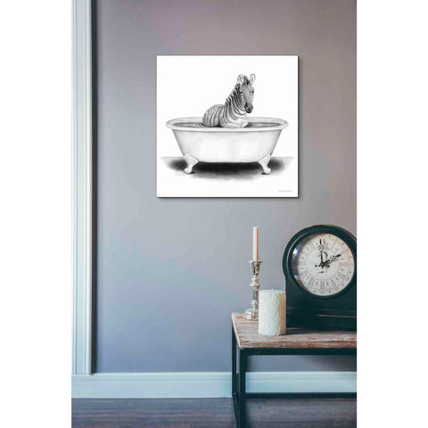 Image of 'Zebra in Tub' by Rachel Nieman, Canvas Wall Art,18 x 18