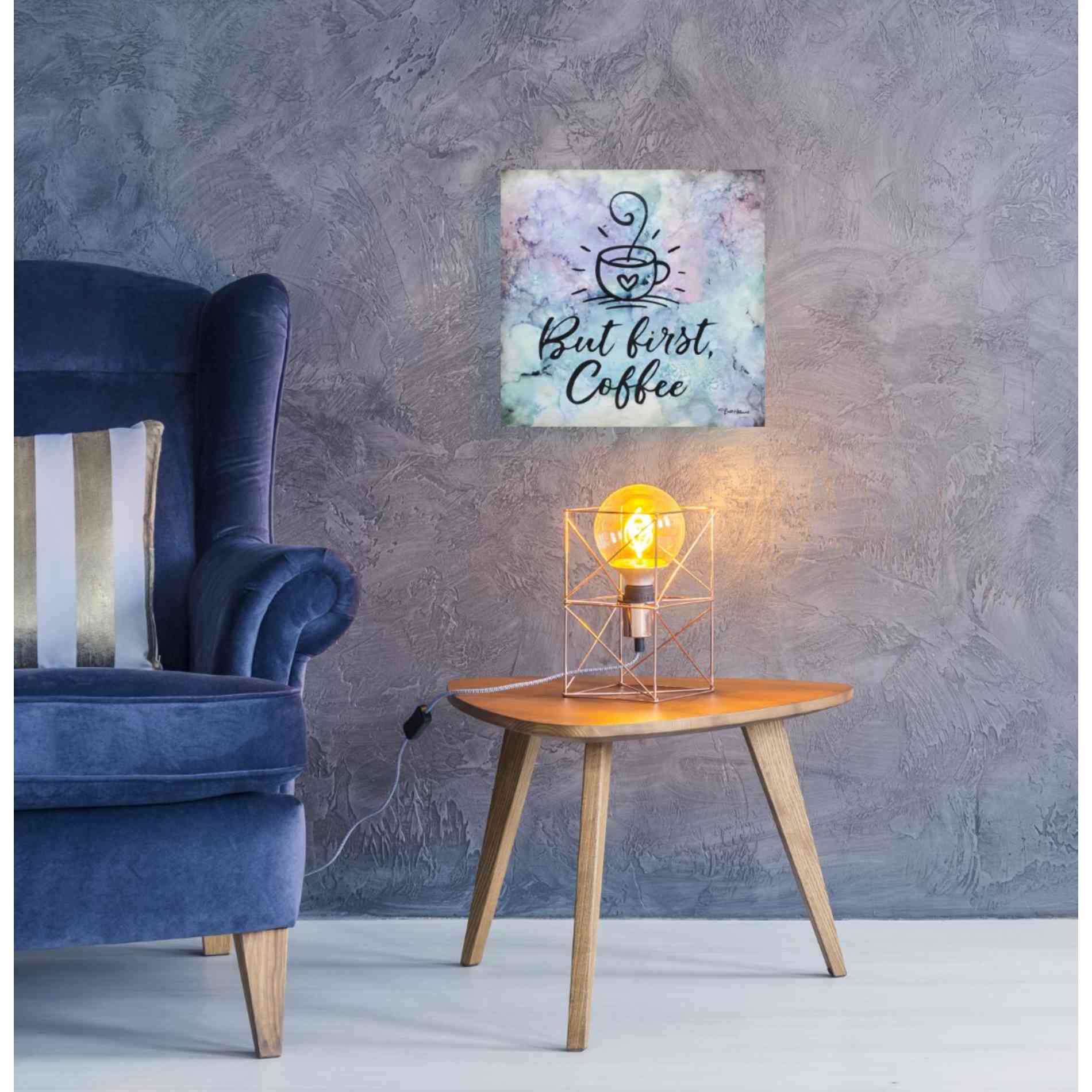 'But First Coffee' by Britt Hallowell, Canvas Wall Art,18 x 18