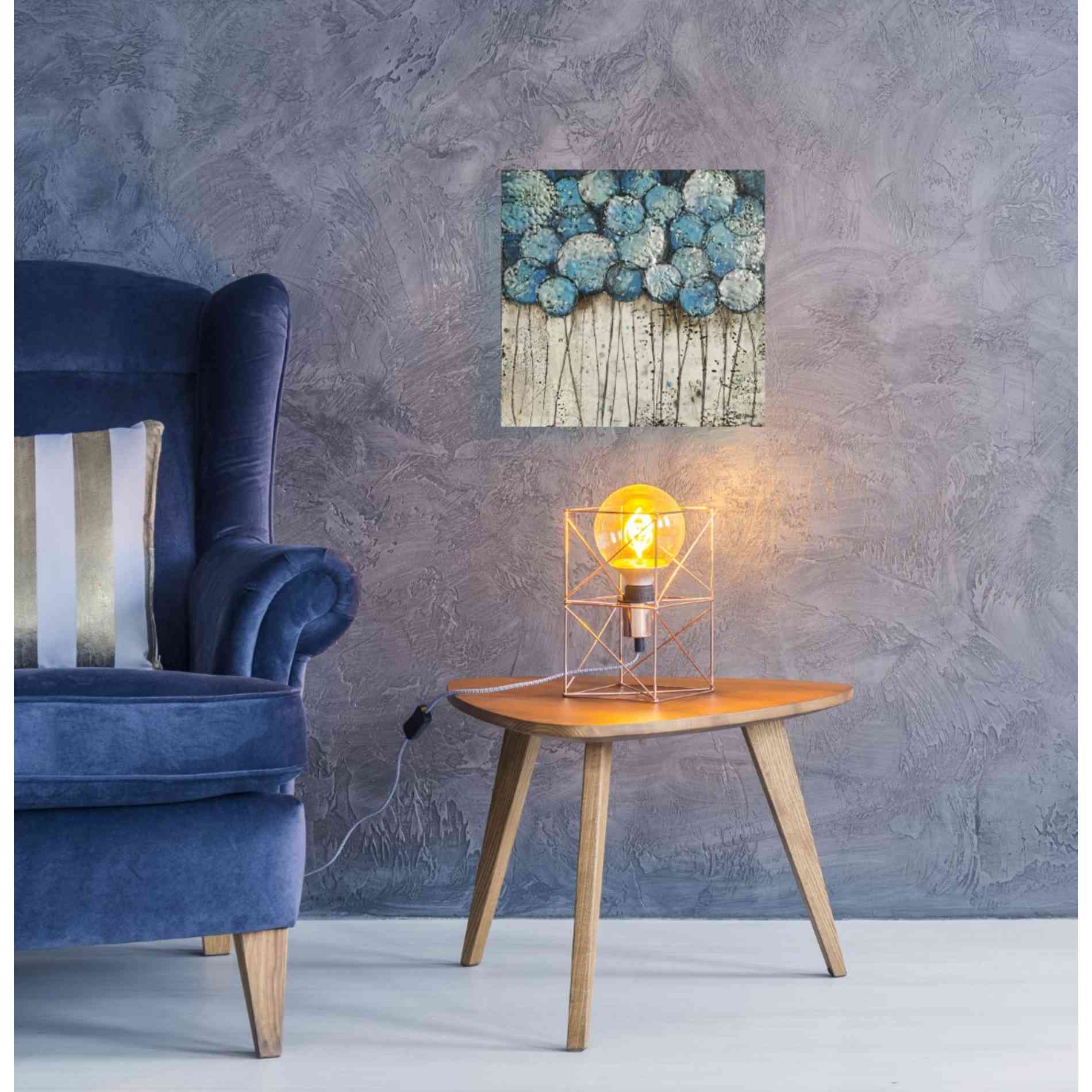 'Bubble Trees in Blue' by Britt Hallowell, Canvas Wall Art,18 x 18