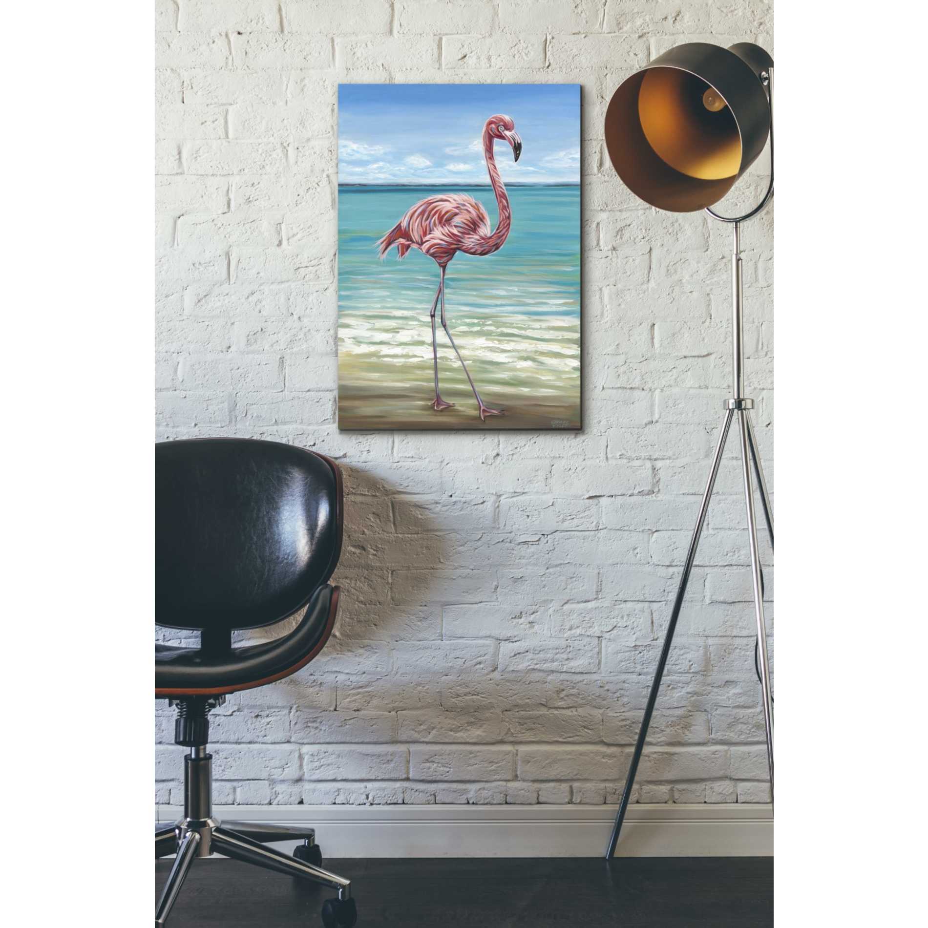 'Beach Walker Flamingo I' by Carolee Vitaletti, Giclee Canvas Wall Art