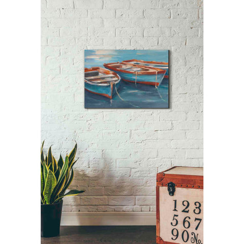 Image of 'Tethered Row Boats II' by Ethan Harper Canvas Wall Art,26 x 18