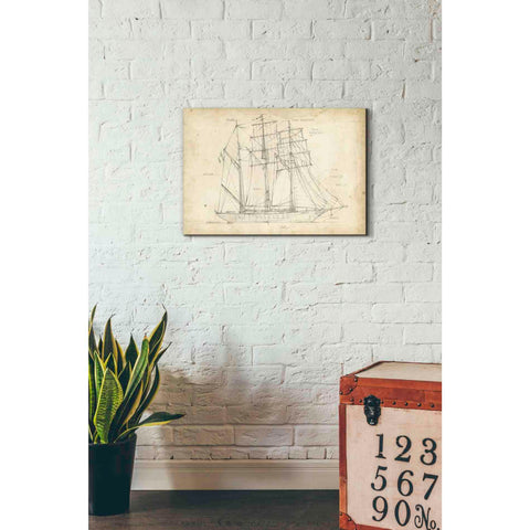 Image of 'Sailboat Blueprint I' by Ethan Harper Canvas Wall Art,26 x 18