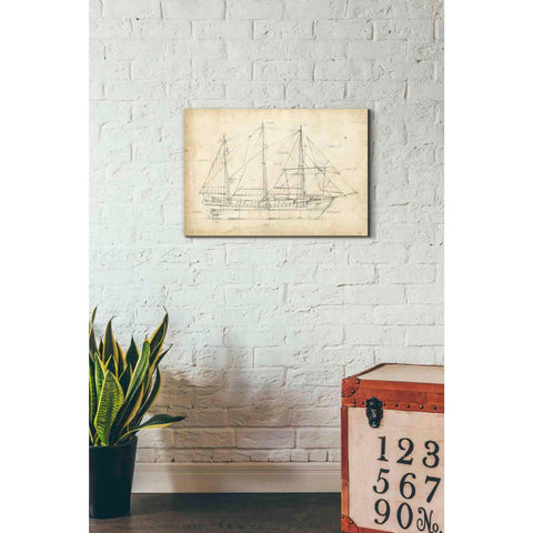 Image of 'Sailboat Blueprint II' by Ethan Harper Canvas Wall Art,26 x 18