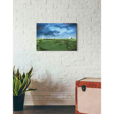 Image of 'Distant Hillside Sheep by Night' by Bluebird Barn, Canvas Wall Art,26 x 18