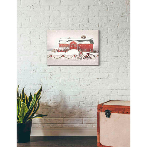 Image of 'Christmas Barn and Bike' by Lori Deiter, Canvas Wall Art,26 x 18