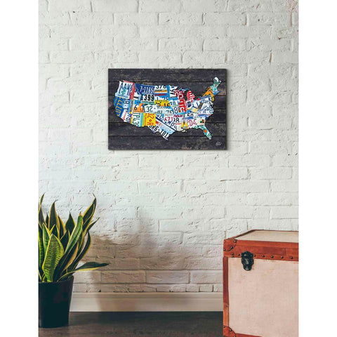 Image of 'USA License Plate Map' by Britt Hallowell, Canvas Wall Art,26 x 18