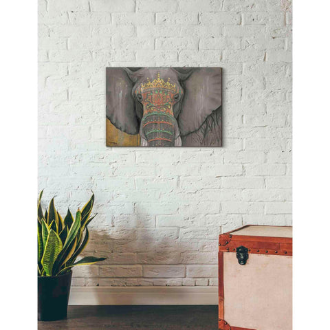 Image of 'Tattooed Elephant' by Britt Hallowell, Canvas Wall Art,26 x 18