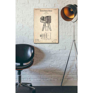 'Photographic Camera Blueprint Patent Parchment' Canvas Wall Art,18 x 26