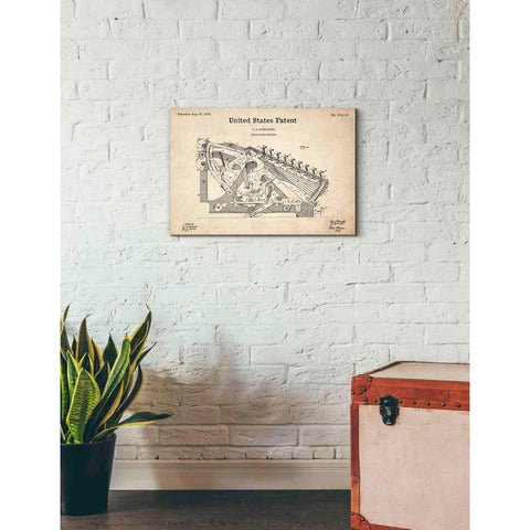 Image of 'Calculating Machine Blueprint Patent Parchment' Canvas Wall Art,26 x 18
