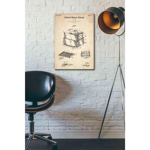 Image of 'Barbecue Blueprint Patent Parchment' Canvas Wall Art,18 x 26