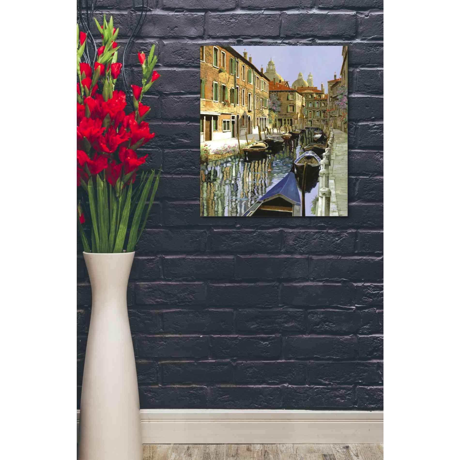 'La Barche Sul Canale' by Guido Borelli, Giclee Canvas Wall Art