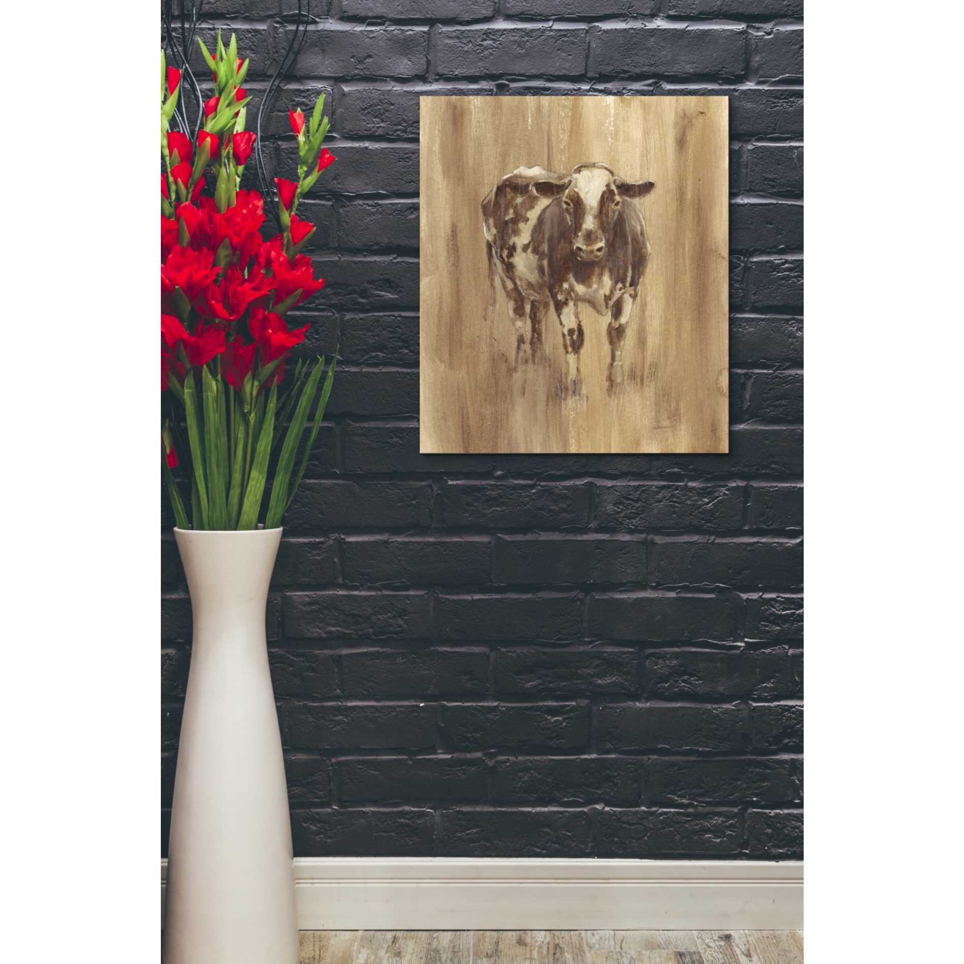 'Wood Panel Cow' by Ethan Harper Canvas Wall Art,20 x 24