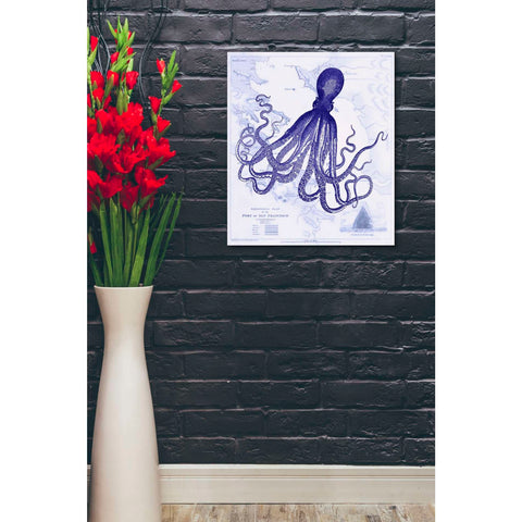 Image of 'Blue Octopus 1 on Nautical Map,' by Fab Funky, Giclee Canvas Wall Art