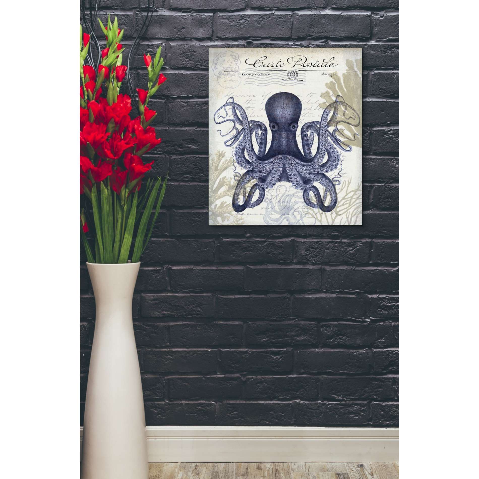 'Seaside Postcard Cream c,' by Fab Funky, Giclee Canvas Wall Art