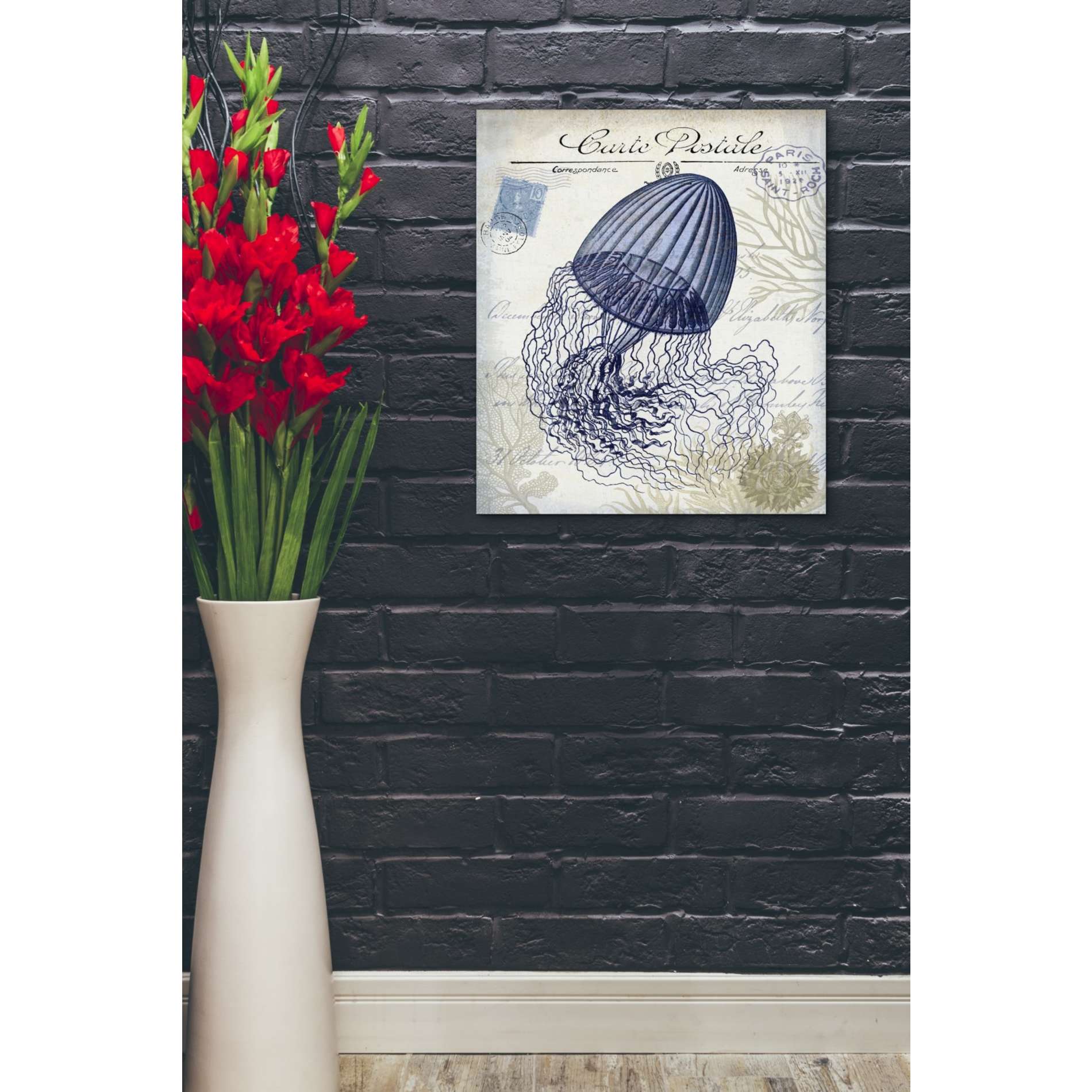 'Seaside Postcard Cream f,' by Fab Funky, Canvas Wall Art,20 x 24