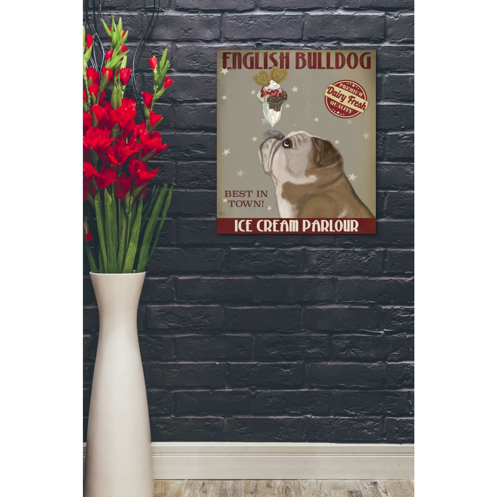 'English Bulldog Ice Cream,' by Fab Funky, Giclee Canvas Wall Art