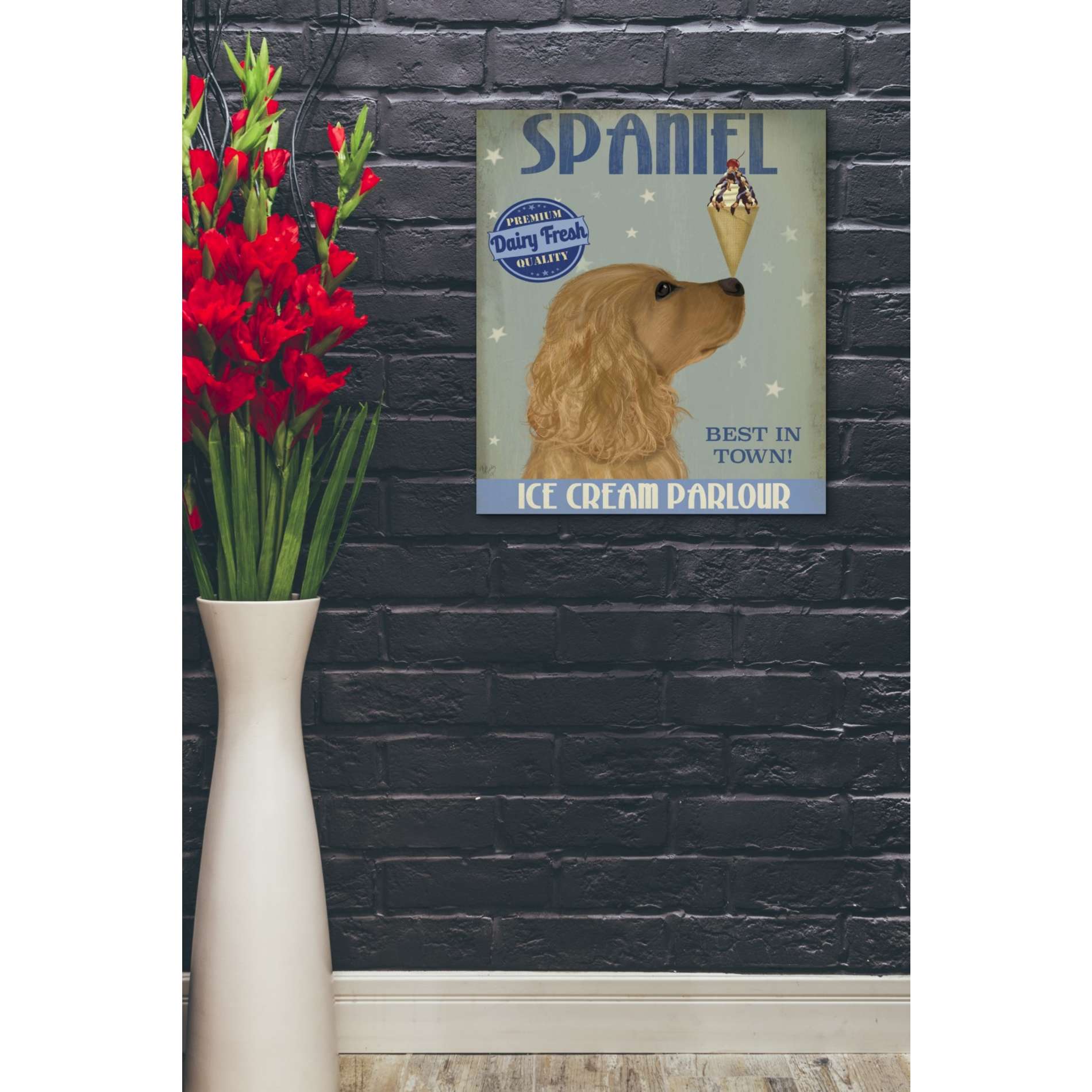 'Cocker Spaniel, Golden, Ice Cream,' by Fab Funky, Giclee Canvas Wall Art