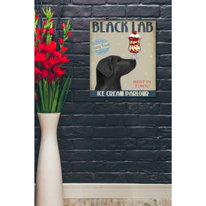 'Black Labrador Ice Cream,' by Fab Funky, Giclee Canvas Wall Art