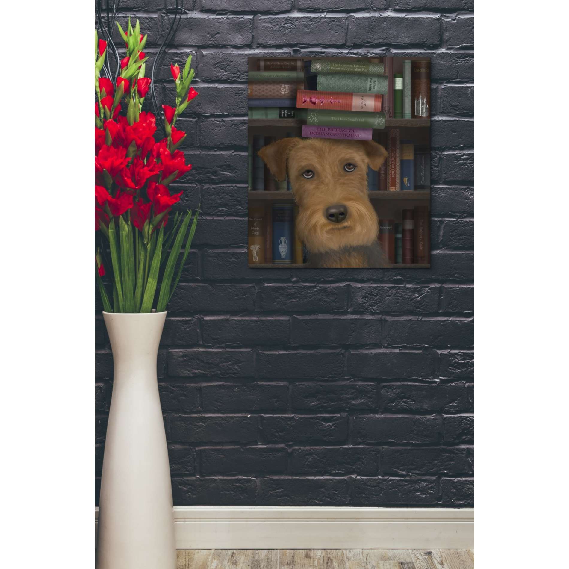 'Airedale and Books,' by Fab Funky, Giclee Canvas Wall Art