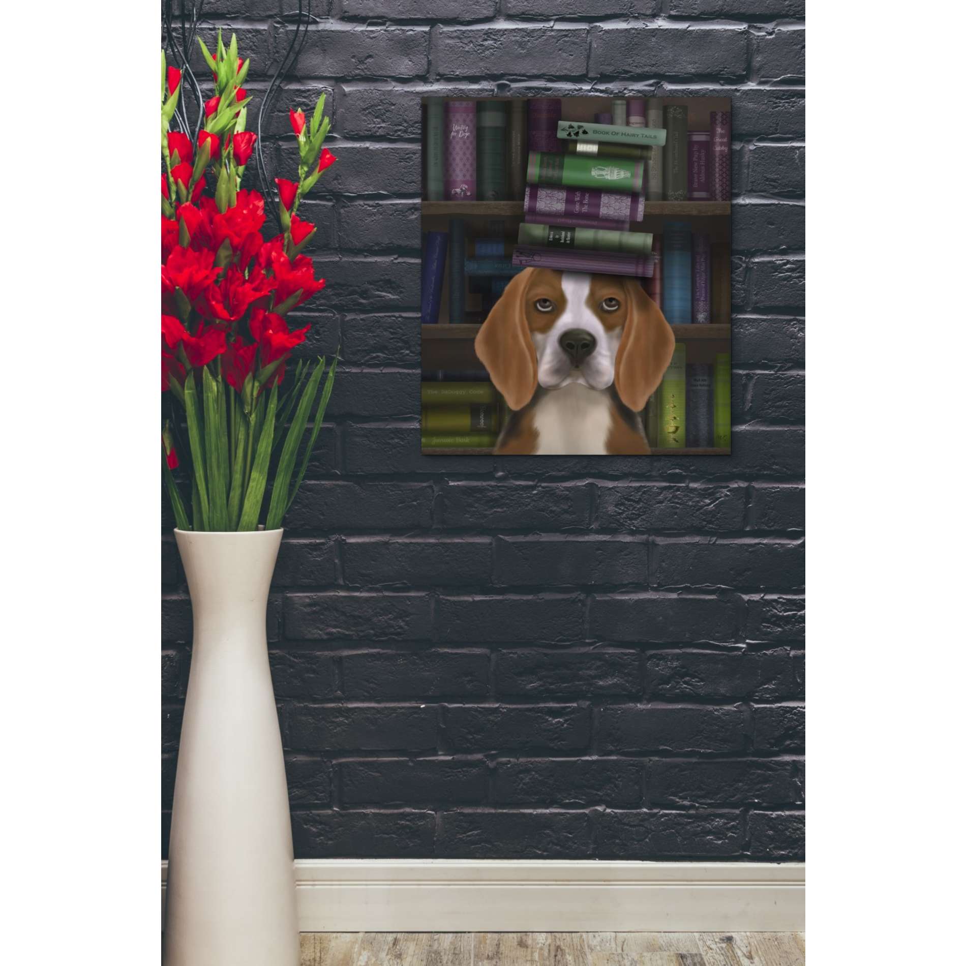 'Beagle and Books,' by Fab Funky, Giclee Canvas Wall Art