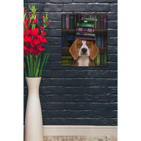 Image of 'Beagle and Books,' by Fab Funky, Giclee Canvas Wall Art