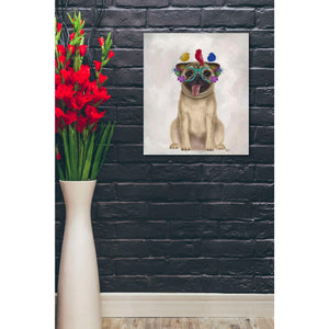 'Pug and Flower Glasses' by Fab Funky, Giclee Canvas Wall Art