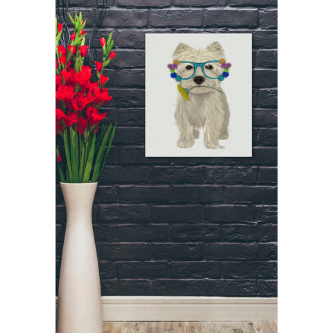 Image of 'West Highland Terrier Flower Glasses' by Fab Funky, Giclee Canvas Wall Art