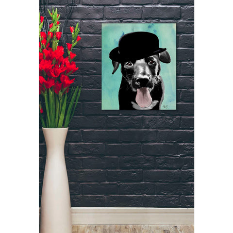 Image of 'Black Labrador in Bowler Hat' by Fab Funky, Giclee Canvas Wall Art