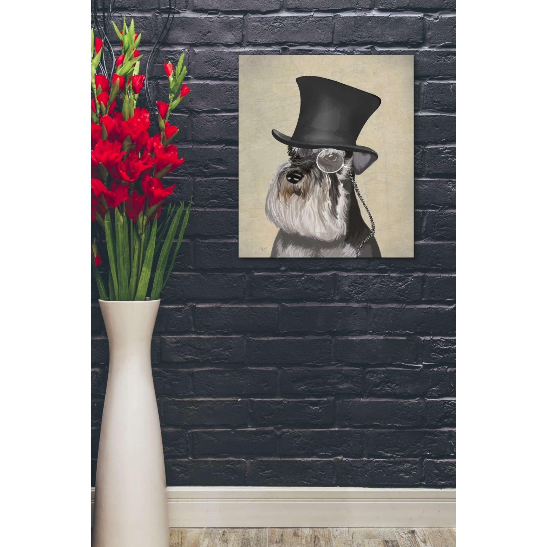 'Schnauzer, Formal Hound and Hat' by Fab Funky, Giclee Canvas Wall Art
