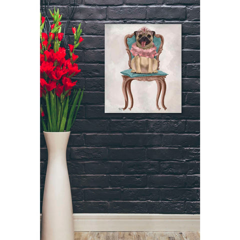 Image of 'Pug Princess on Chair' by Fab Funky, Giclee Canvas Wall Art