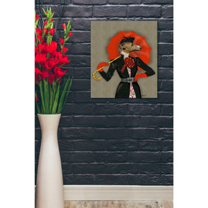 'Elegant Greyhound and Red Umbrella' by Fab Funky, Giclee Canvas Wall Art