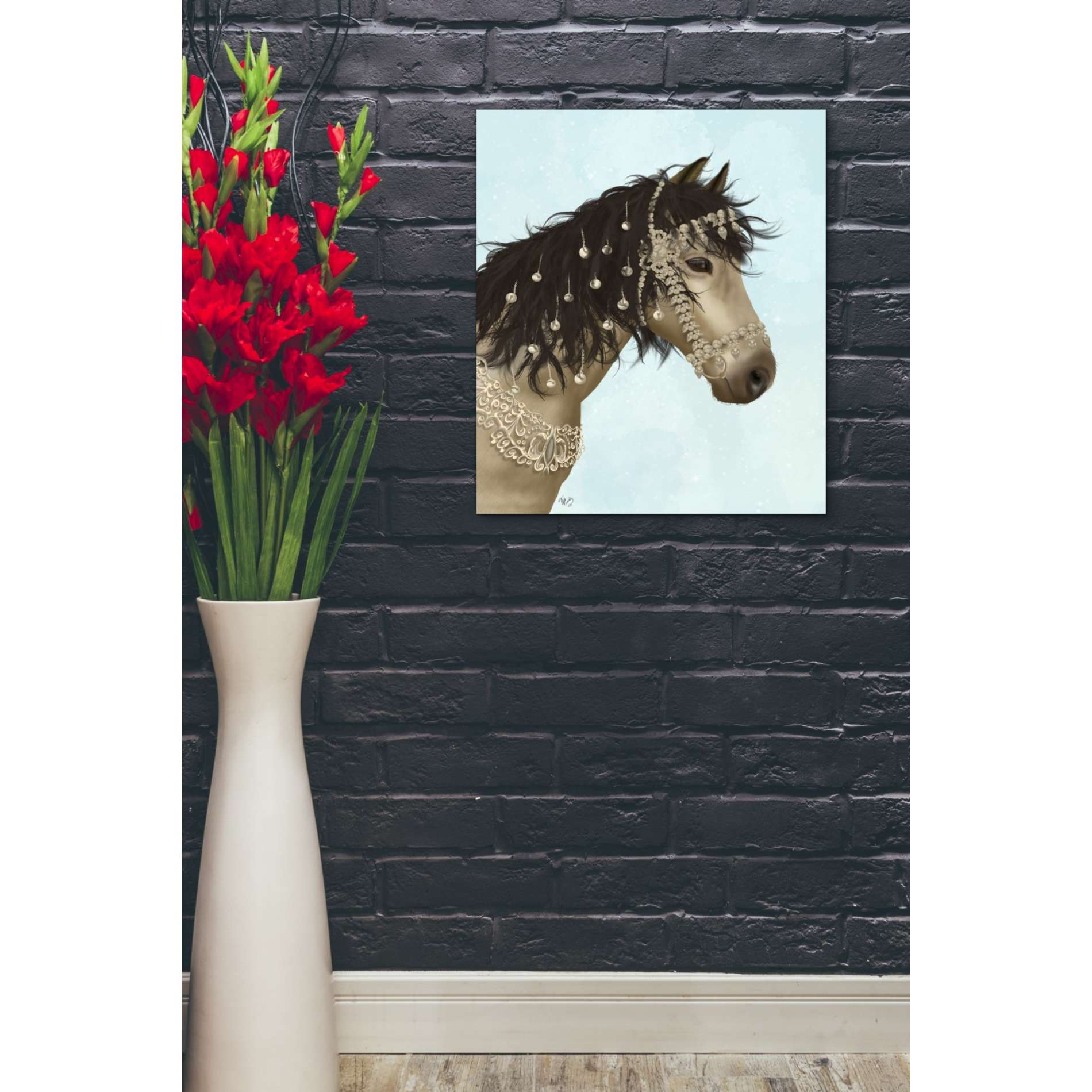 'Horse Buckskin with Jewelled Bridle' by Fab Funky, Giclee Canvas Wall Art