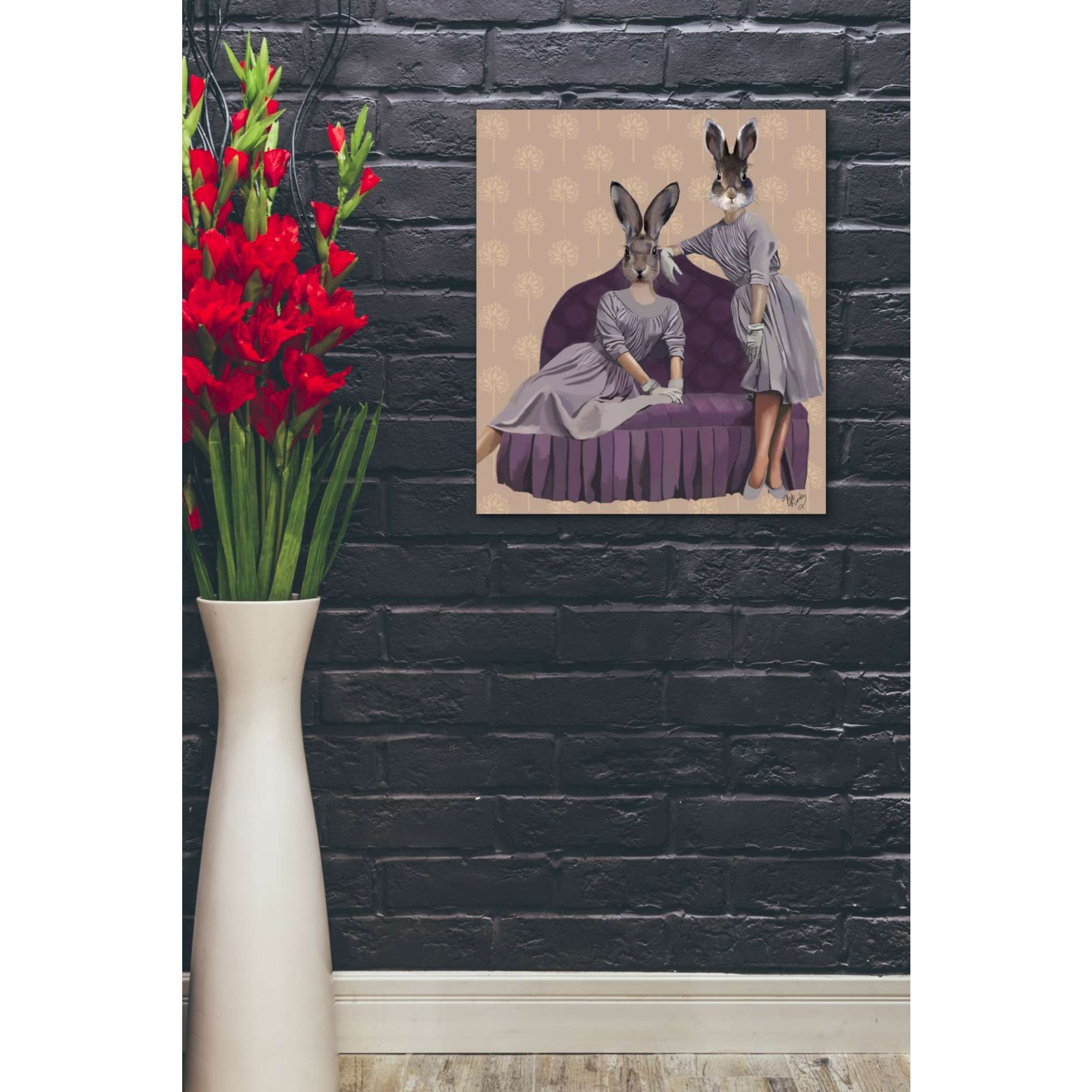 'Rabbits in Purple' by Fab Funky, Giclee Canvas Wall Art