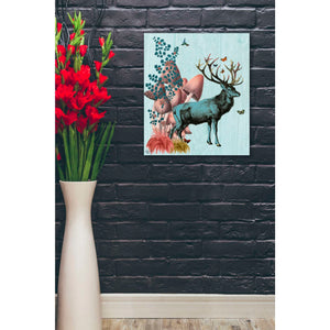 'Turquoise Deer in Mushroom Forest' by Fab Funky, Giclee Canvas Wall Art