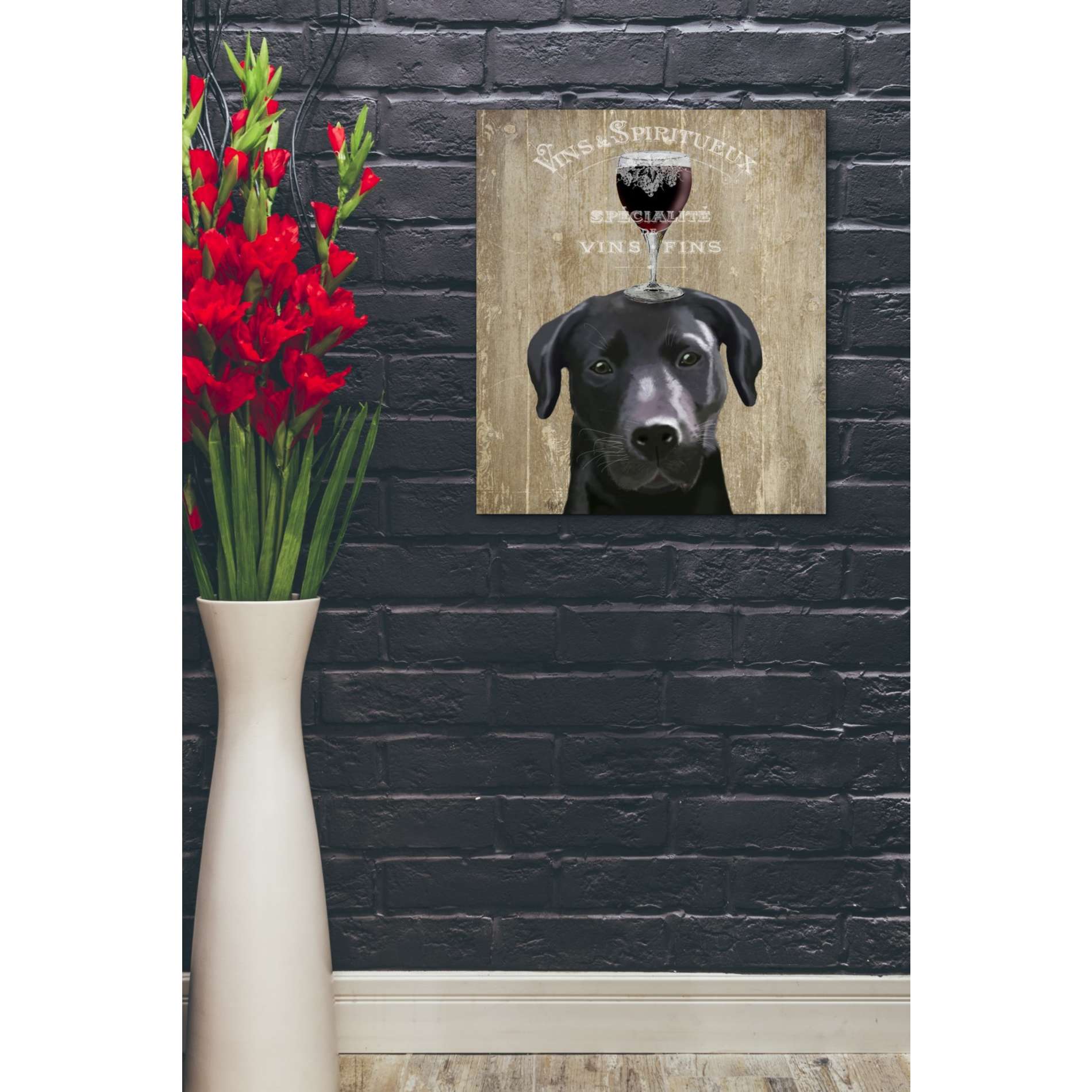 'Dog Au Vin, Black Labrador' by Fab Funky, Giclee Canvas Wall Art