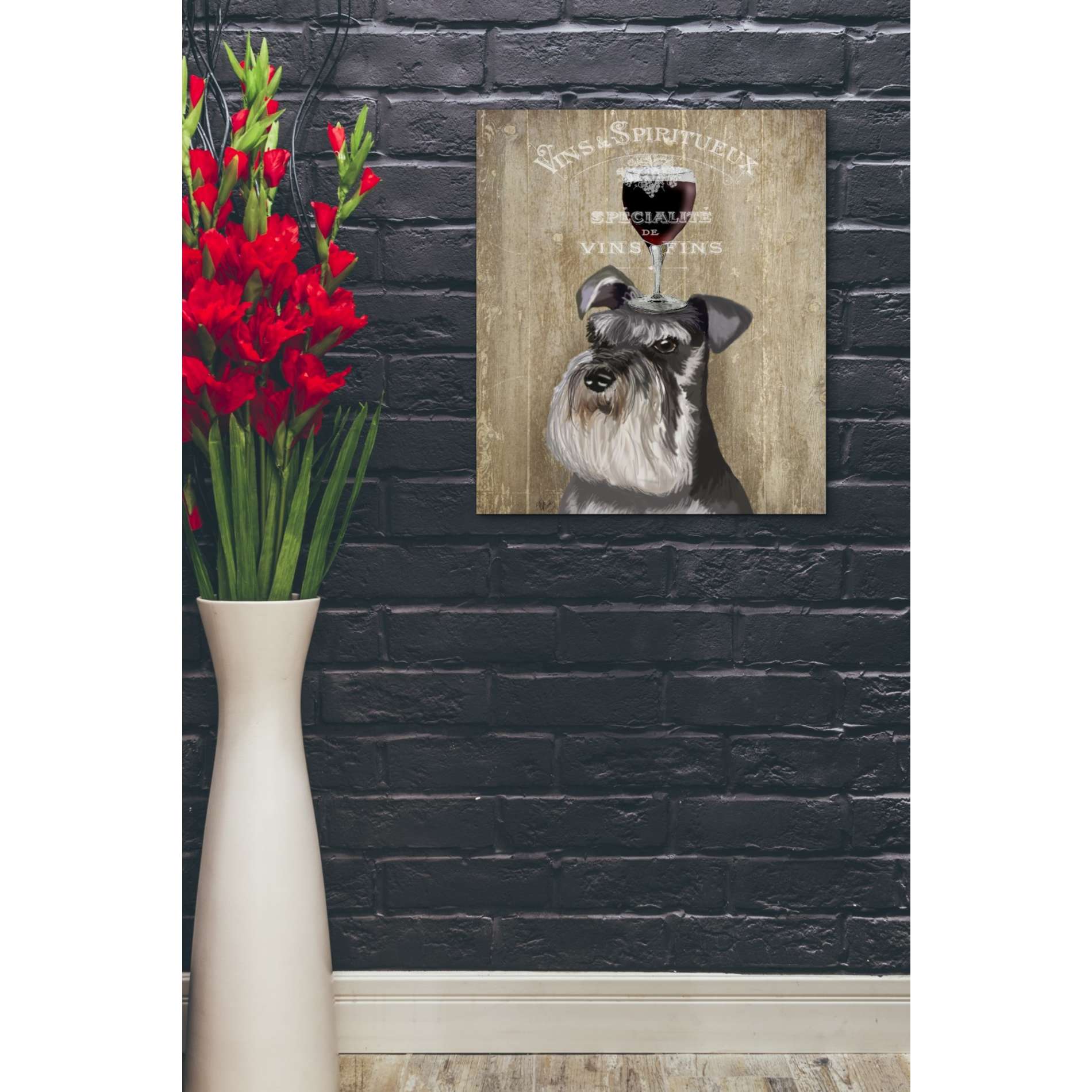 'Dog Au Vin, Schnauzer' by Fab Funky, Giclee Canvas Wall Art