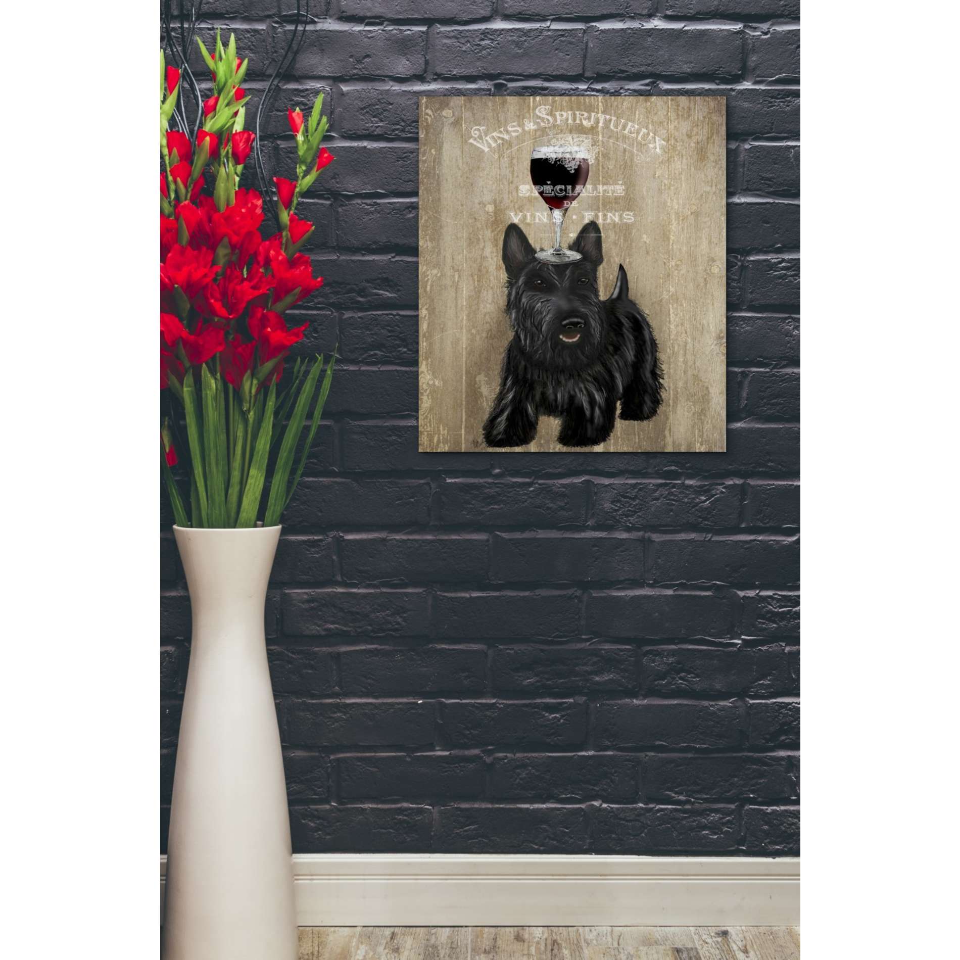 'Dog Au Vin, Scottish Terrier' by Fab Funky, Giclee Canvas Wall Art