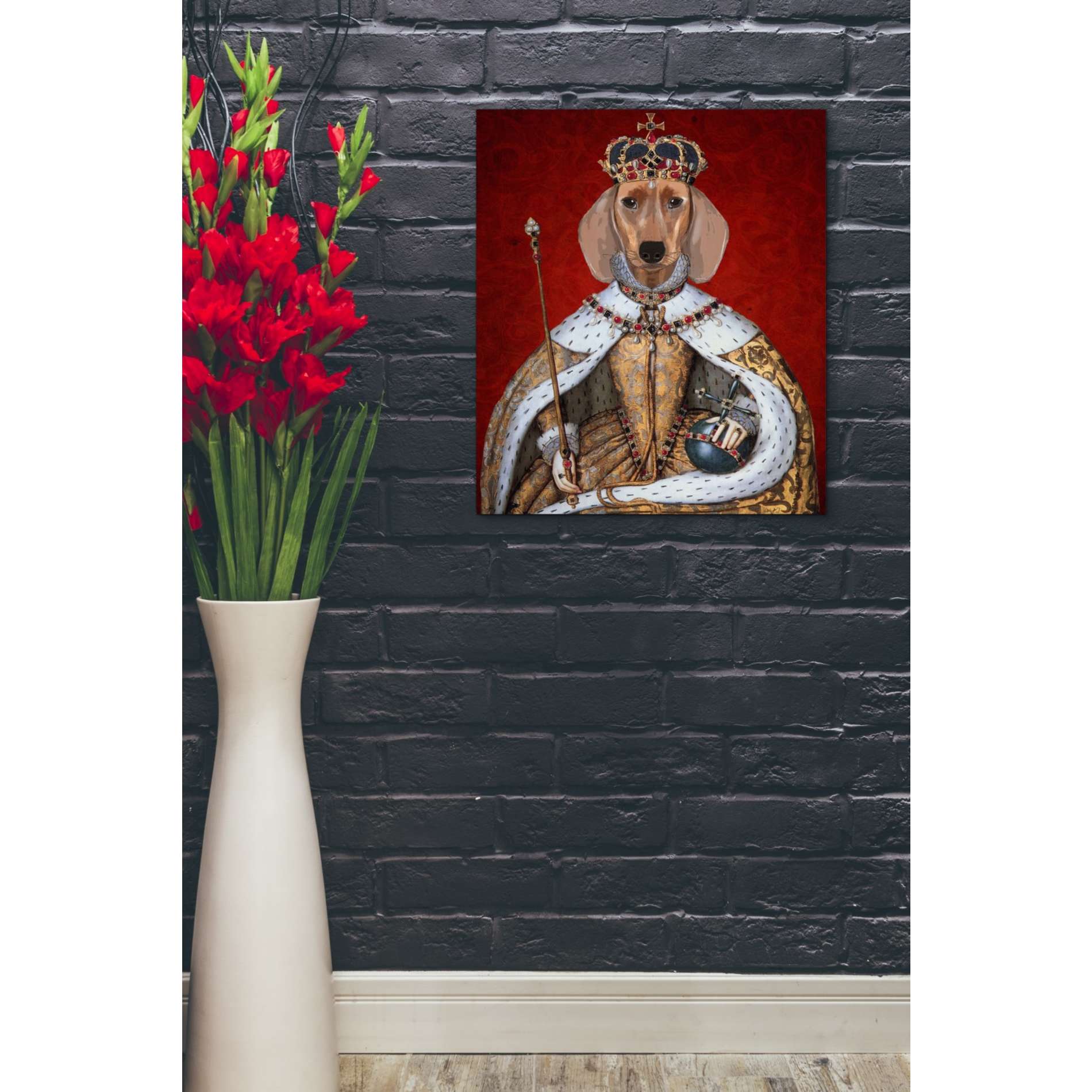 'Dachshund Queen' by Fab Funky, Giclee Canvas Wall Art