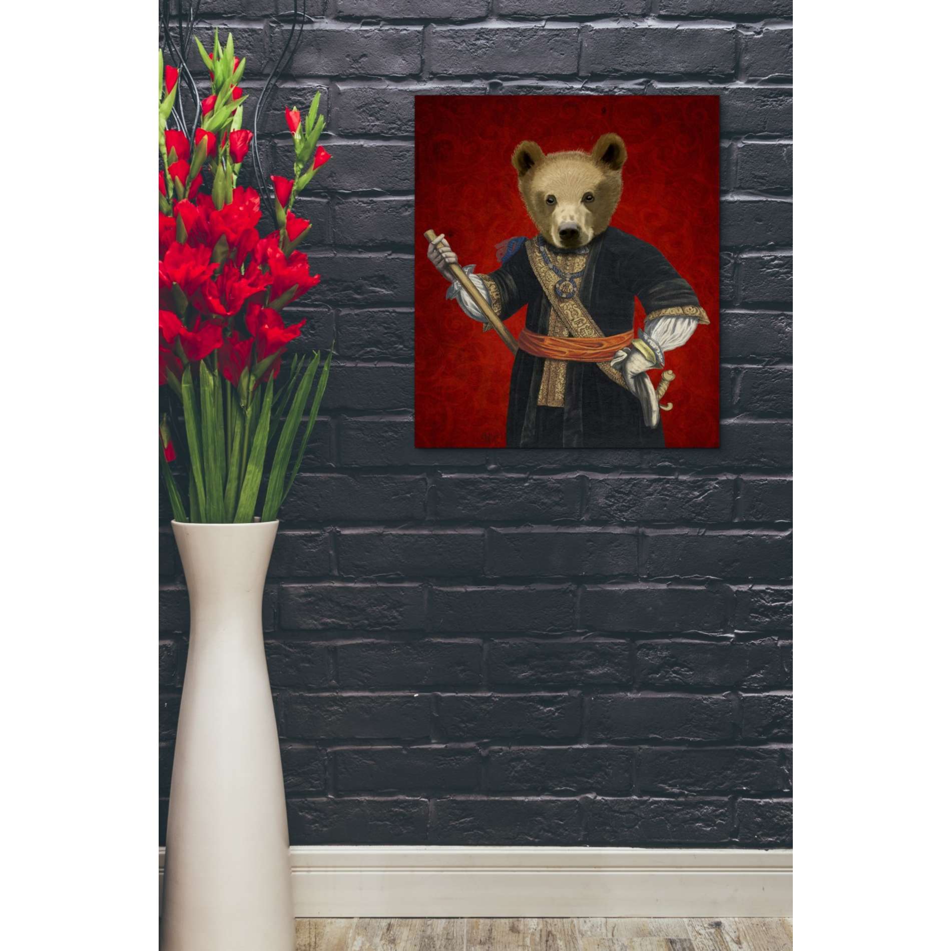 'Bear in Blue Robes' by Fab Funky, Giclee Canvas Wall Art