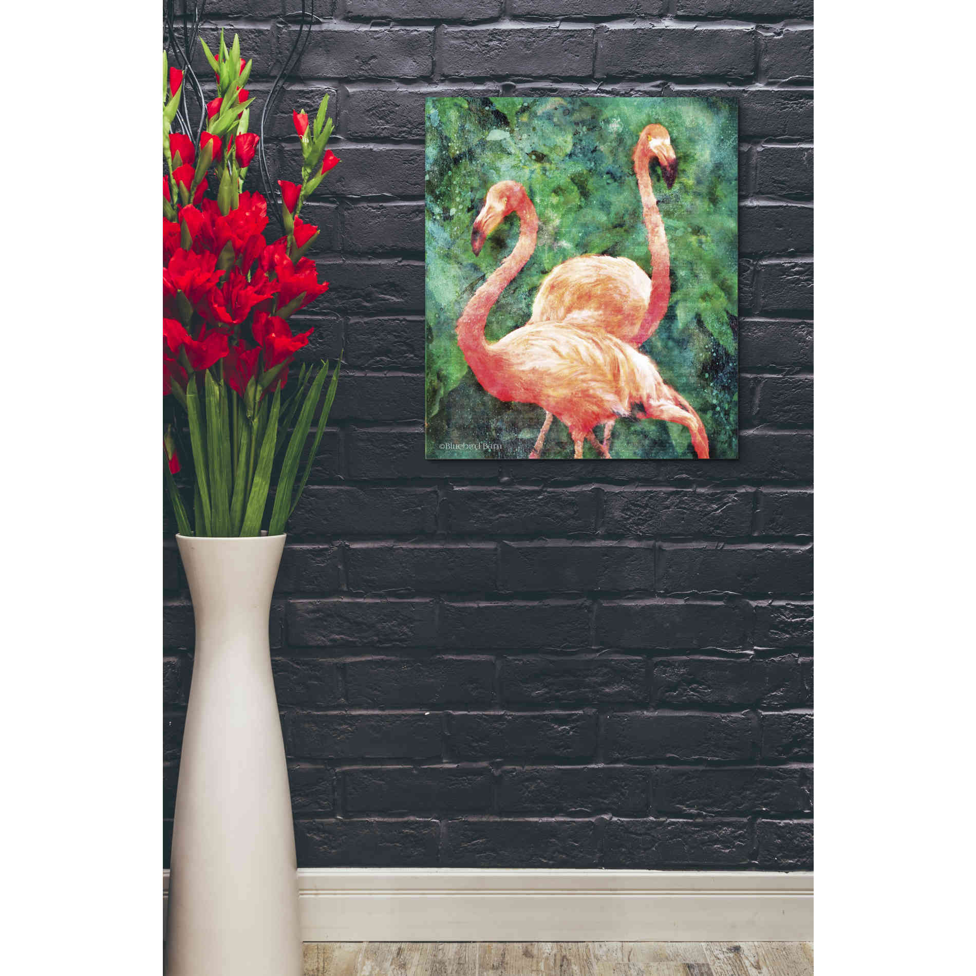 'Flamingos' by Bluebird Barn, Canvas Wall Art,20 x 24