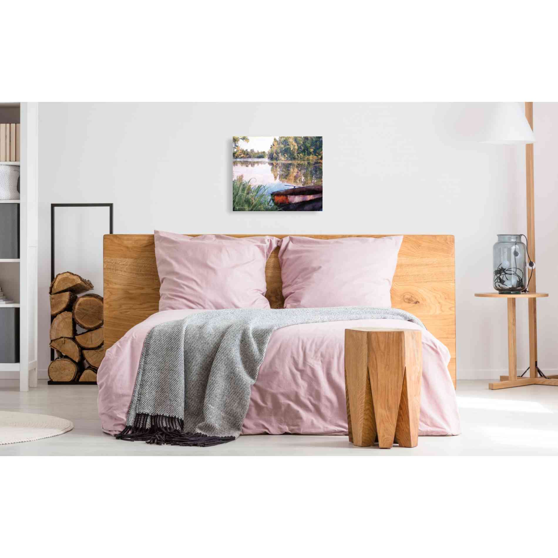 'Rowboat Pond Landscape' by Bluebird Barn, Canvas Wall Art,24 x 20