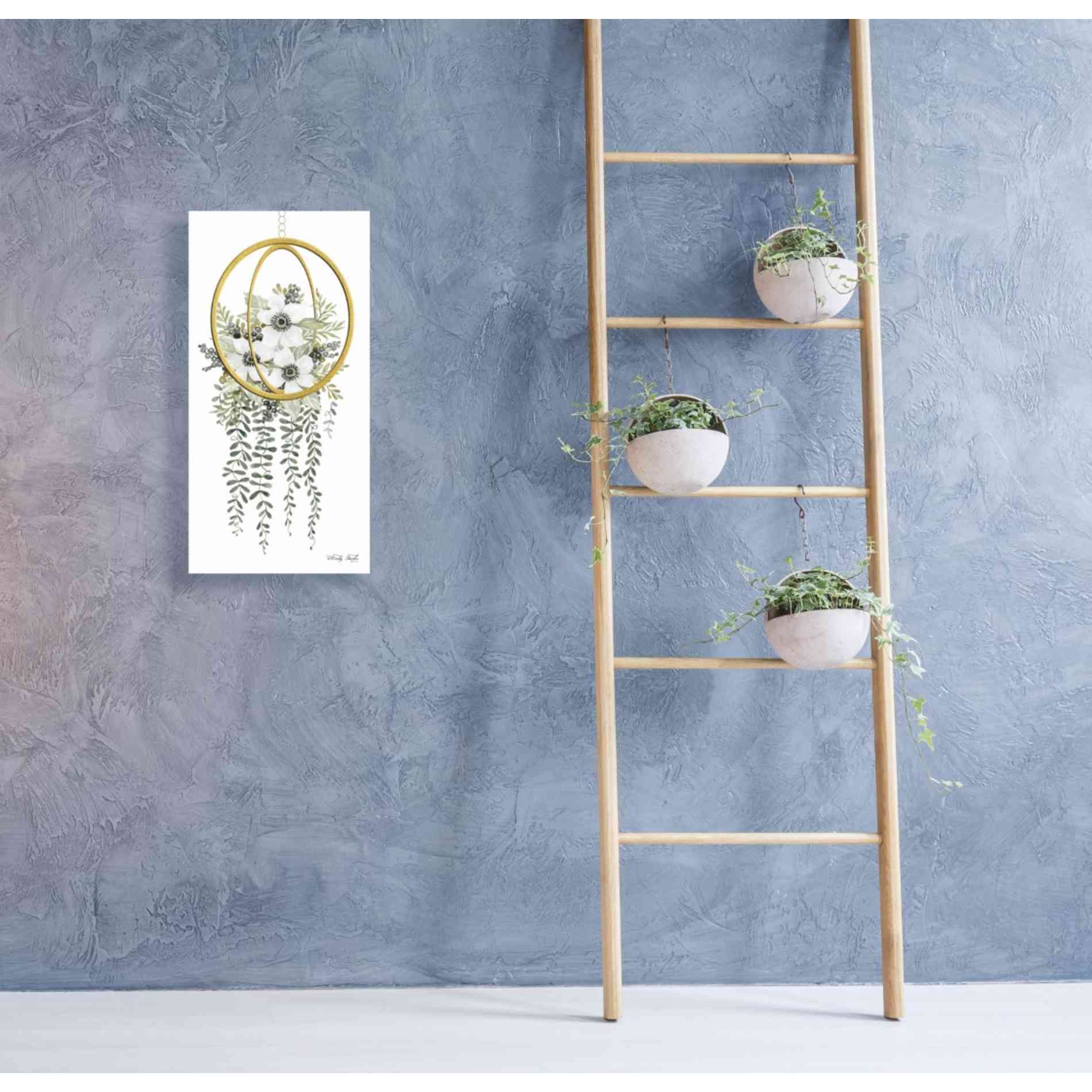 'Gold Geometric Circle & Ivy' by Cindy Jacobs, Canvas Wall Art,20 x 40